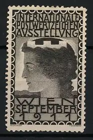 Reklamemarke Wien, Internationale Postwertzeichen Ausstellung 1911, Frauenbüste