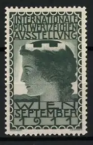 Reklamemarke Wien, Internationale Postwertzeichen-Ausstellung, Porträt einer Frau, 1911