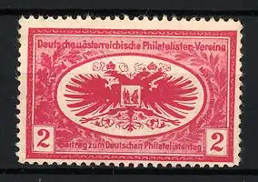 Reklamemarke Deutsch-Österreich, Philatelisten-Verein, Doppeladler-Emblem