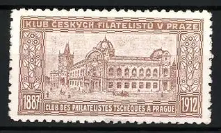 Reklamemarke Prag, Klub Ceských Filatelistu, Gebäudeansicht, 1887-1912