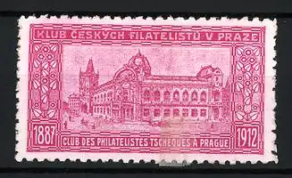 Reklamemarke Prag, Klub Ceských Filatelistu, Gebäudeansicht, 1887-1912