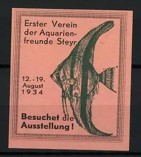 Reklamemarke Steyr, Erster Verein der Aquarienfreunde 1934, Fisch