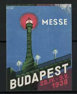 Reklamemarke Budapest, Messe 1938, Leuchtturm