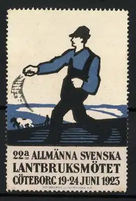 Reklamemarke Göteborg, 22a Allmänna Svenska Lantbruksmötet 1923, Bauer sät Samen aus