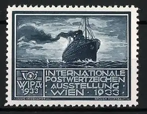 Reklamemarke Wien, Internationale Postwertzeichen Ausstellung 1933, Dampfschiff
