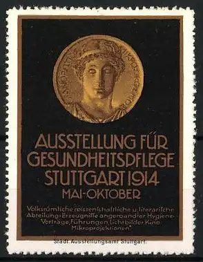 Reklamemarke Stuttgart, Ausstellung für Gesundheitspflege 1914, Medaillonkopf