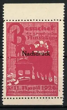 Reklamemarke Linz, Buchdruckerkunst, Drucker bei der Arbeit, 1923