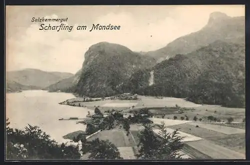 AK Scharfling am Mondsee, Panorama mit Klippen