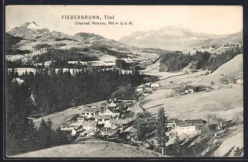 AK Fieberbrunn /Tirol, Ortsansicht mit Blick über die Umgebung