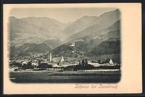 AK Schwaz bei Innsbruck, Ortsansicht mit Bergpanorama