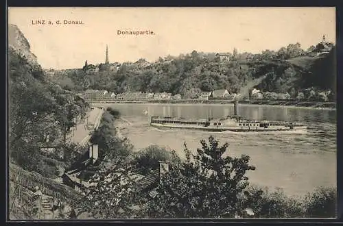 AK Linz a. d. Donau, Teilansicht mit Donaupartie