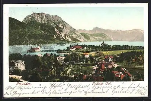 AK Gmunden, Teilansicht mit Schloss Ort