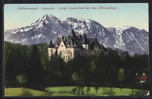 AK Gmunden, Schloss Cumberland mit dem Höllengebirge