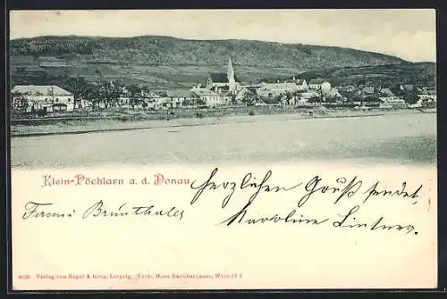 AK Klein-Pöchlarn a. d. Donau, Ortsansicht mit Donaupartie