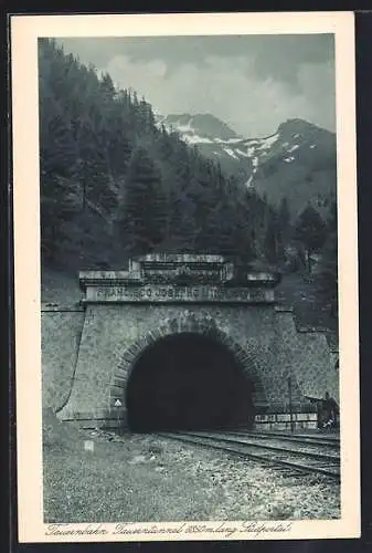 AK Mallnitz, Tauerntunnel, Südportal mit Gleisen der Tauernbahn