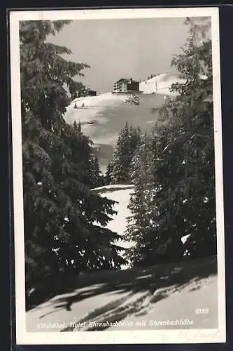 AK Kitzbühel, Hotel Ehrenbachhöhe mit Ehrenbachhöhe im Schnee