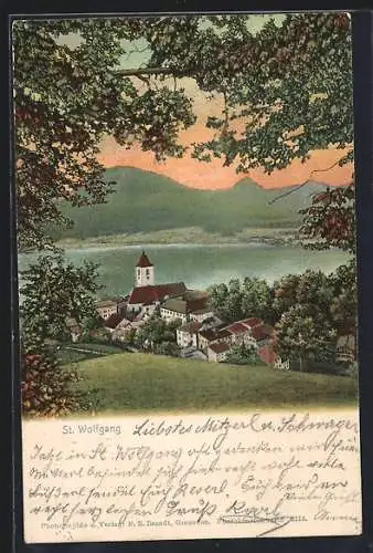 AK St. Wolfgang, Panoramablick von der Bergwiese