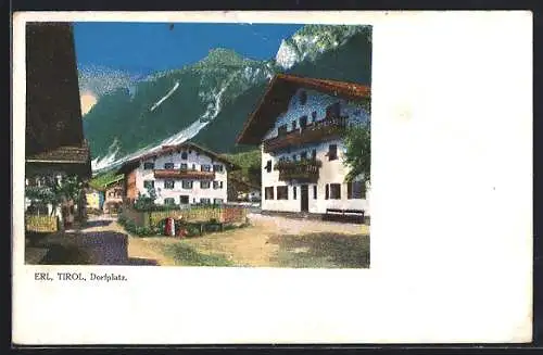 AK Erl /Tirol, Partie auf dem Dorfplatz