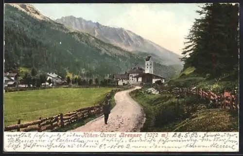 AK Brenner, Spaziergänger geniesst bergische Landschaft