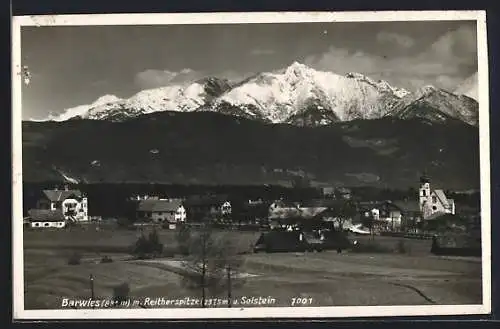 AK Barwies, Ortsansicht mit Reitherspitze und Solstein