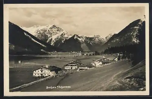 AK Buchau a. Achensee, Ortspartie mit Bergen