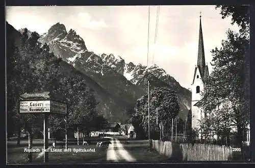 AK Amlach bei Lienz, Ortspartie mit Kirche und Spitzkofel