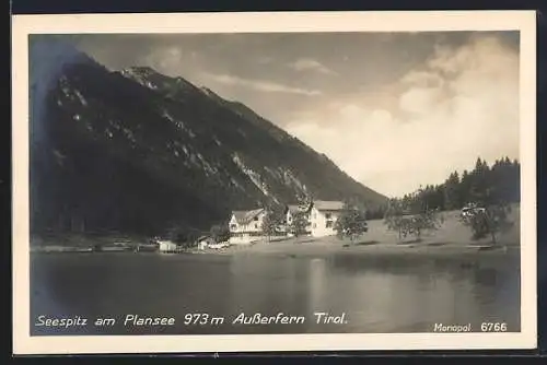 AK Seespitz am Plansee, Ortsansicht vom See aus