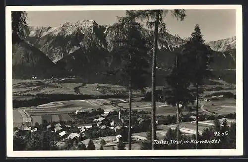 AK Tulfes /Tirol, Totalansicht mit Karwendel