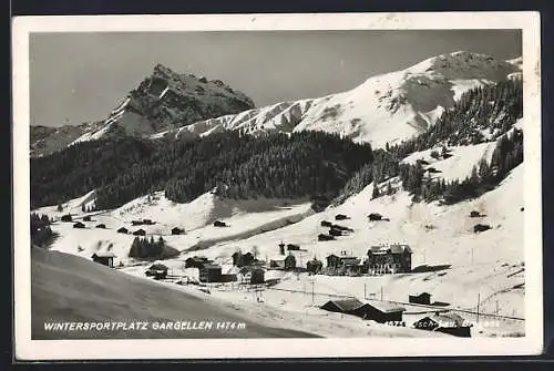 AK Gargellen, Ortsansicht im Schnee