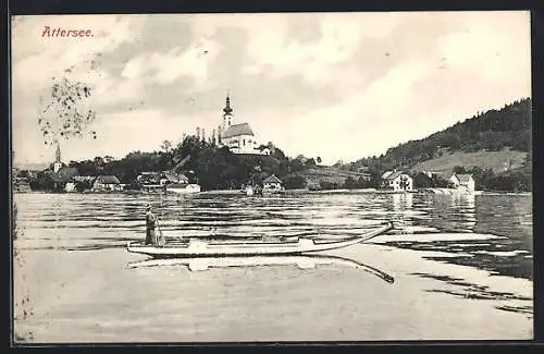 AK Attersee, Ortsansicht vom See gesehen