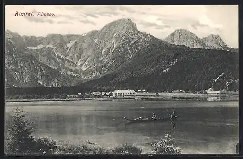 AK Almtal /Almsee, Ortsansicht mit Bergpanorama