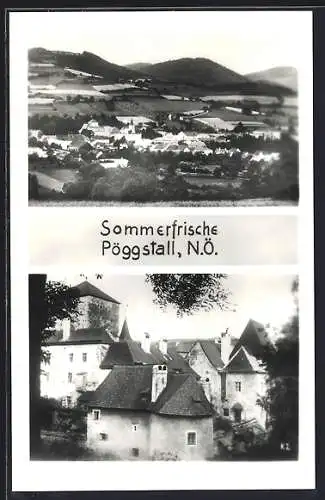 AK Pöggstall, Ortsansicht, Panoramablick auf Ort und Umgebung