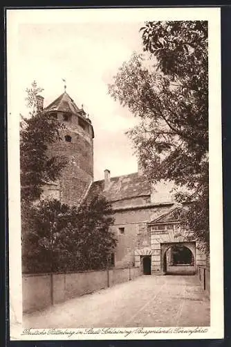 AK Schlaining /Burgenland, Deutsche Ritterburg, Toreinfahrt