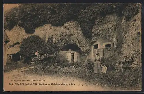 AK Chateau-du-Loir, Maisons dans le Roc