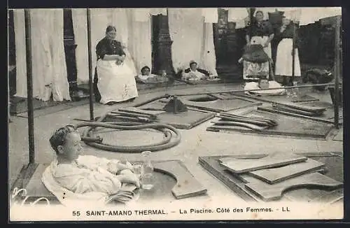 AK Saint-Amand-Thermal, La Piscine, Coté des Femmes, Frauen im Schwitzbad