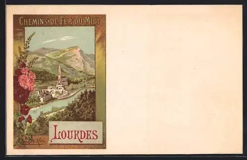 Lithographie Lourdes, Chemins de Fer du Midi