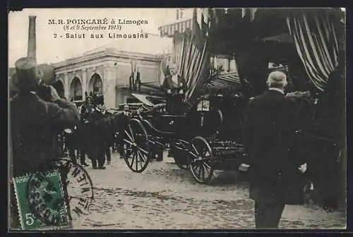 AK Limoges, M.R.Poincare, Salut aux Limousins