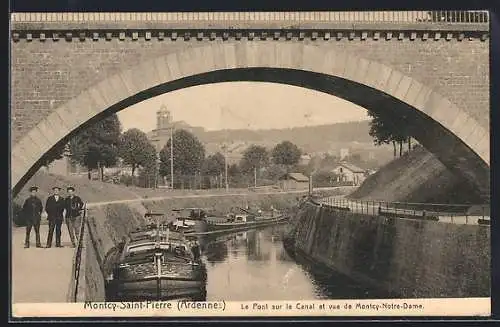 AK Montcy-St-Pierre, Le Pont sur le Canal et Vue de Montcy-Notre-Dame