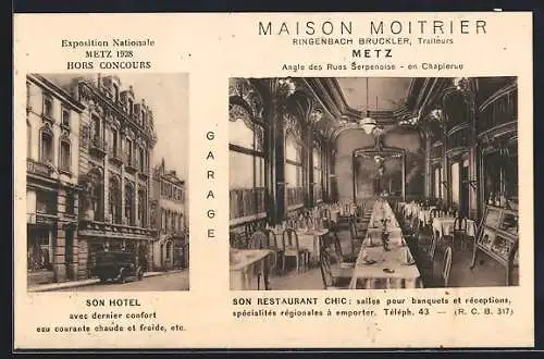 AK Metz, Maison Moitrier, Ringenbach Bruckler Traiteurs, Angle des Rues Serpenoise