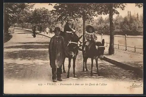 AK Vichy, Promenade à ânes sur les Quais de l`Allier