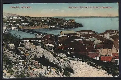 AK Shkodra, Skutarisee, Bojanabrücke, Hafen im Bazarviertel