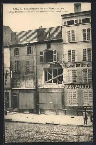 AK Nancy, la maison Hanrion-Terlin bombardée les 9 et 10 septembre 1914