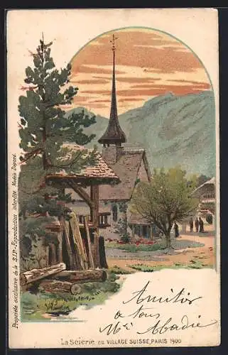 Künstler-AK Paris, Exposition universelle de 1900, La Scierie au Village Suisse