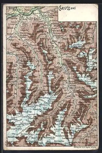 AK Oetzthal, Landkarte des Tals, seiner Nebentäler und des Pitz-Tals