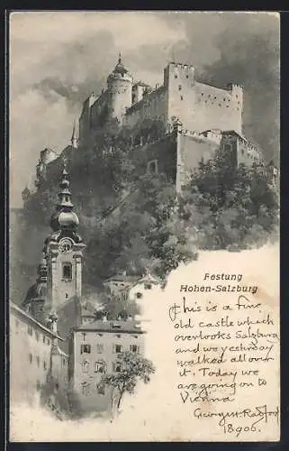 Künstler-AK Edward Theodore Compton: Salzburg, Festung Hohen-Salzburg