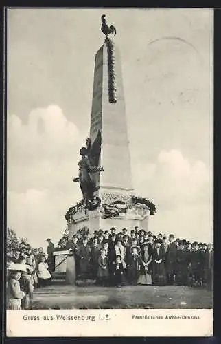 AK Weissenburg, Französische Armee-Denkmal mit Trauernden