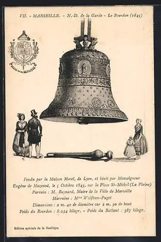 AK Marseille, N.-D. de la Garde, le Bourdon, Glocke