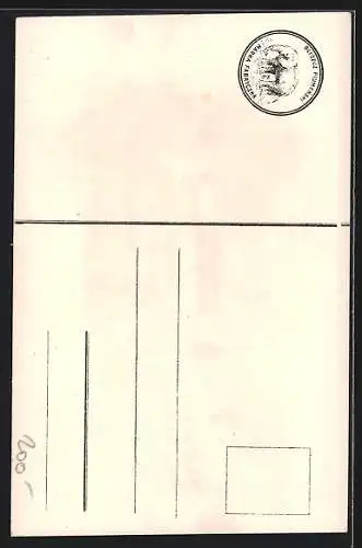 Künstler-AK Volosca, Abendliches Panorama im Sternen-Passepartout