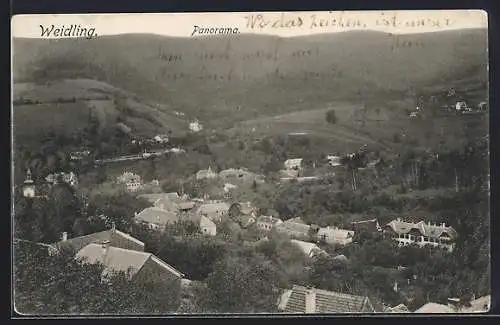 AK Weidling, Panorama aus der Vogelschau