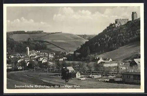 AK Kirchschlag i. d. buckligen Welt, Ortsansicht mit Kirche und Burg